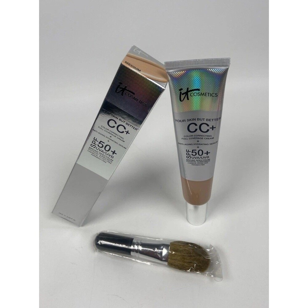 It Cosmetics CC+ Cream SPF 50+ Medium Includes Flawless Brush 2.53 Fl Oz